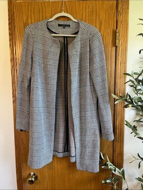 Women’s Glen Plaid Open-Front Blazer Coat - Gray